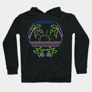 Retro Palm Tree Vintage Neon Surf Tropical Design Hoodie